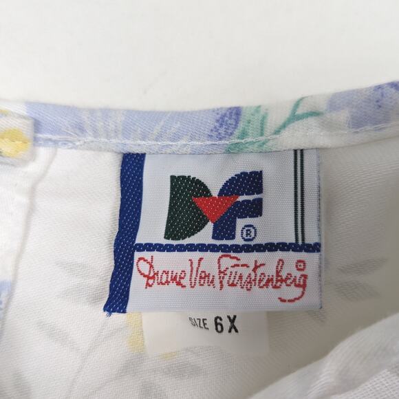 Vintage Diane Von Furstenberg Dress Girls Size 6x Floral Drop Waist Party - Picture 5 of 6